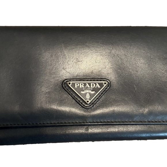 Prada Handbags - Prada Charcoal Leather Wallet